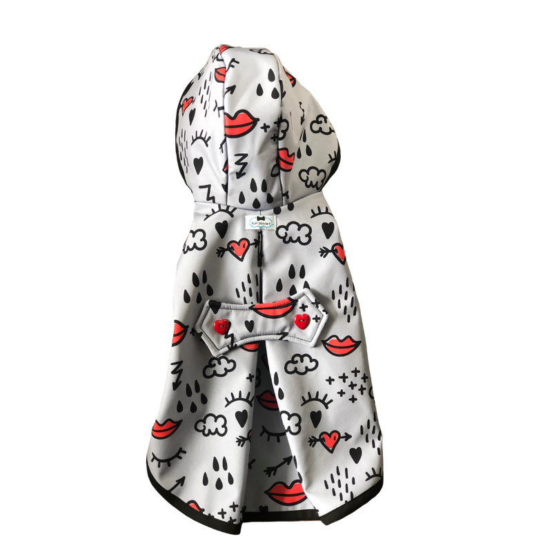 Red Lips Raincoat - Water Resistant - Ruff Stitched