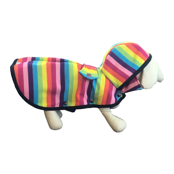 Rainbow Stripes Raincoat - Water Resistant - Ruff Stitched