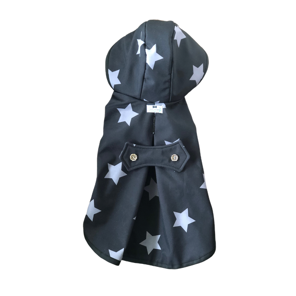 Black Stars Raincoat - Water Resistant - Ruff Stitched