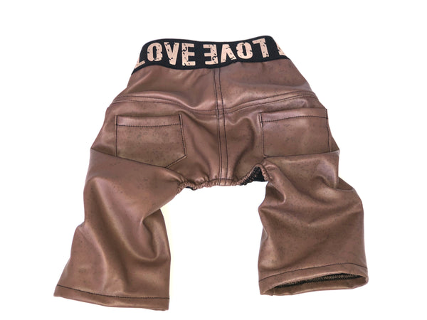 Brown Faux Leather Pants - Ruff Stitched