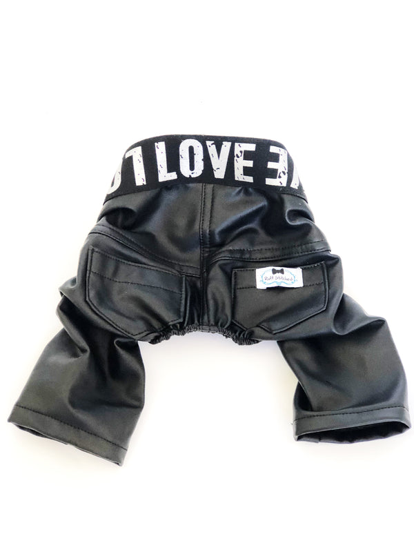 Faux Leather - Black Pants - Ruff Stitched